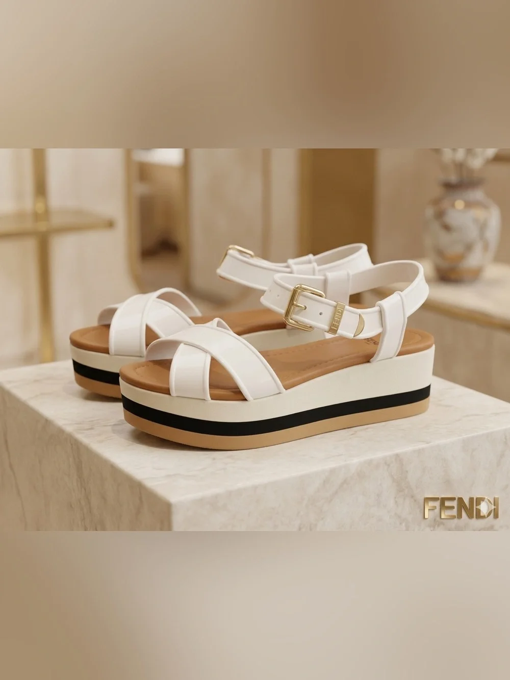 Fendi White Hydra Jelly Platform Sandals Size 39.5 (9.5)